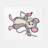 Rat at Music with Triangel フリースブランケット (正面(横))