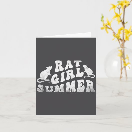 Rat Girl Summer, Animal Lover, Hello Summer, Funny カード (黄色い花)