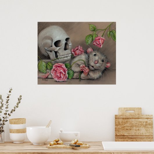 Rat Skull Roses poster ポスター (キッチン)