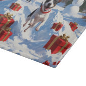 Rat Terrier走 Christmas Hatと雪の中 カッティングボード (角)