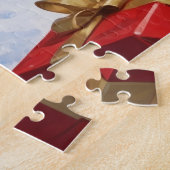 Rat Terrier走 Christmas Hatと雪の中 ジグソーパズル (側面)