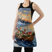 Rat Terrier Christmas Boat Holiday エプロン (インサイチュ)