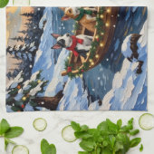 Rat Terrier Christmas Boat Holiday キッチンタオル (折り畳み)