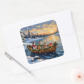 Rat Terrier Christmas Boat Holiday スクエアシール (封筒)