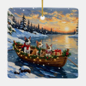 Rat Terrier Christmas Boat Holiday セラミックオーナメント (裏面)