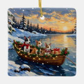 Rat Terrier Christmas Boat Holiday セラミックオーナメント (正面)