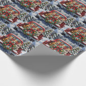Rat Terrier Christmas Red Truck Holiday ラッピングペーパー (角)