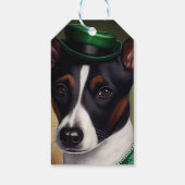 Rat Terrier Dog in St. Patrick's Day Dress ギフトタグ (裏面)