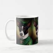 Rat Terrier Dog in St. Patrick's Day Dress コーヒーマグカップ (左)