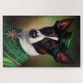 Rat Terrier Dog in St. Patrick's Day Dress ジグソーパズル (横)