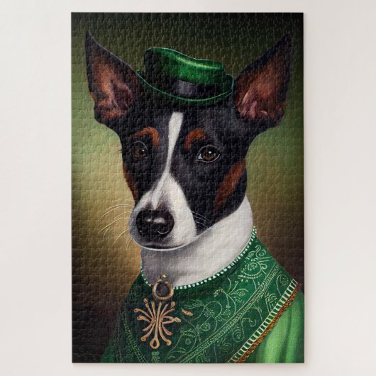 Rat Terrier Dog in St. Patrick's Day Dress ジグソーパズル (縦)