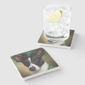 Rat Terrier Dog in St. Patrick's Day Dress ストーンコースター (横)