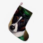 Rat Terrier Dog in St. Patrick's Day Dress スモールクリスマスストッキング (正面 (吊り時))