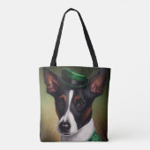 Rat Terrier Dog in St. Patrick's Day Dress トートバッグ (裏面)