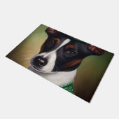 Rat Terrier Dog in St. Patrick's Day Dress ドアマット (アングル)