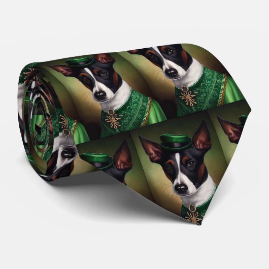 Rat Terrier Dog in St. Patrick's Day Dress ネクタイ (ロール)