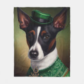 Rat Terrier Dog in St. Patrick's Day Dress フリースブランケット (正面)