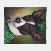 Rat Terrier Dog in St. Patrick's Day Dress フリースブランケット (正面(横))