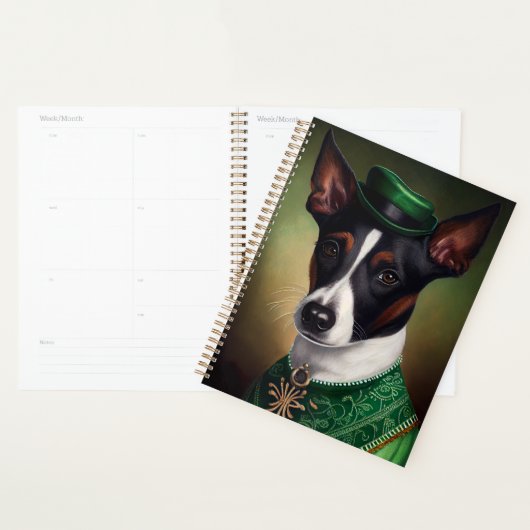 Rat Terrier Dog in St. Patrick's Day Dress プランナー手帳 (ディスプレー)