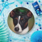 Rat Terrier Dog in St. Patrick's Day Dress ペーパープレート (パーティー)