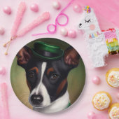 Rat Terrier Dog in St. Patrick's Day Dress ペーパープレート (パーティー)