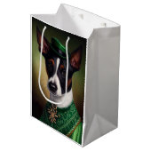 Rat Terrier Dog in St. Patrick's Day Dress ミディアムペーパーバッグ (正面アングル)