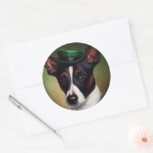 Rat Terrier Dog in St. Patrick's Day Dress ラウンドシール (封筒)