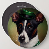 Rat Terrier Dog in St. Patrick's Day Dress 缶バッジ (正面&裏面)