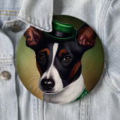 Rat Terrier Dog in St. Patrick's Day Dress 缶バッジ (インサイチュ)