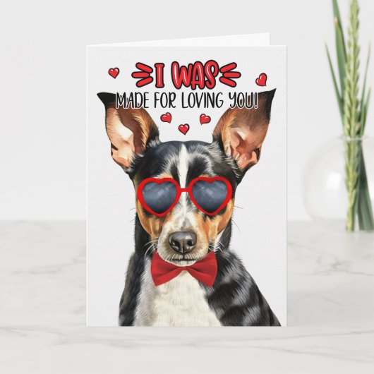 Rat Terrier Dog Maed for Loving You Valentine シーズンカード (正面)