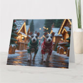Rat Terrier Dogs Christmas Snow Holiday カード (正面)