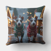 Rat Terrier Dogs Christmas Snow Holiday クッション (裏面)