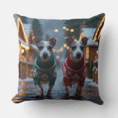 Rat Terrier Dogs Christmas Snow Holiday クッション (正面)