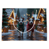 Rat Terrier Dogs Christmas Snow Holiday ラージペーパーバッグ (正面)