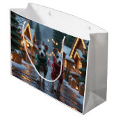 Rat Terrier Dogs Christmas Snow Holiday ラージペーパーバッグ (裏面アングル)