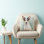 Rat Terrier Watercolor Grid Pattern Art クッション (椅子)