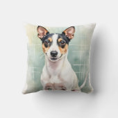 Rat Terrier Watercolor Grid Pattern Art クッション (裏面)