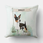 Rat Terrier Watercolor Personalized Dog クッション (正面)