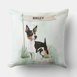Rat Terrier Watercolor Personalized Dog クッション