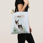 Rat Terrier Watercolor Personalized Dog トートバッグ (クローズアップ)