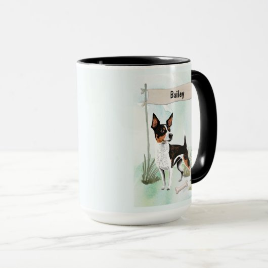 Rat Terrier Watercolor Personalized Dog マグカップ (正面右)