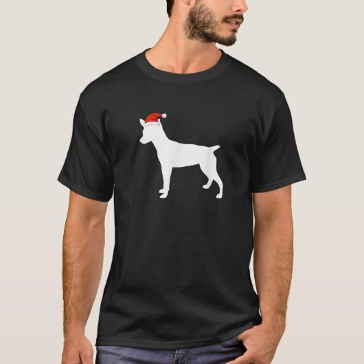 Rat Terrier Wearing Santa Hat Christmas Dog  Tシャツ (正面)