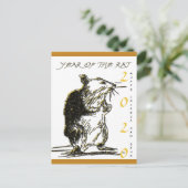 Rat Year 2020オリジナルスケッチグリーティングカード インビテーションポストカード (スタンド正面)