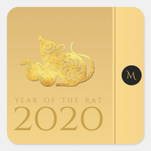 Rat Year 2020フルーツエレガントモノグラムSステッカー スクエアシール