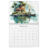 Rather Be Fishing 水彩画 壁掛けカレンダー (2026) カレンダー (2月 2027)