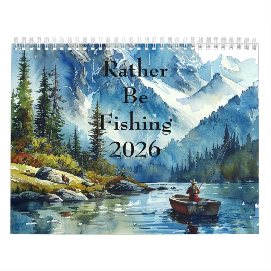 Rather Be Fishing 水彩画 壁掛けカレンダー (2026) カレンダー (カバー)