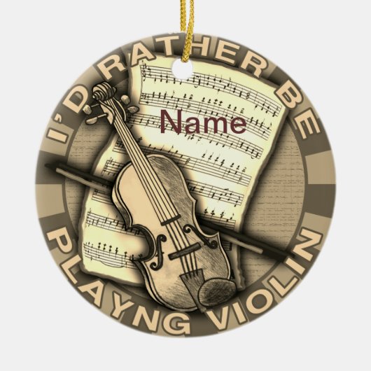 Rather Play Violin セラミックオーナメント (正面)