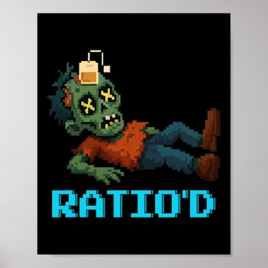 Ratio’d Pixelated Zombie Gamer Teag Npc Halloweeen ポスター (正面)