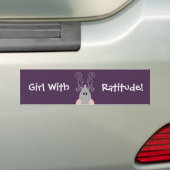 Ratitudeのラットのバンパーステッカーを持つ女の子 バンパーステッカー (車上)