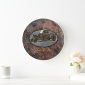 Ratrodのトラックの錆ついた金属 ラージ壁時計 (ホーム)